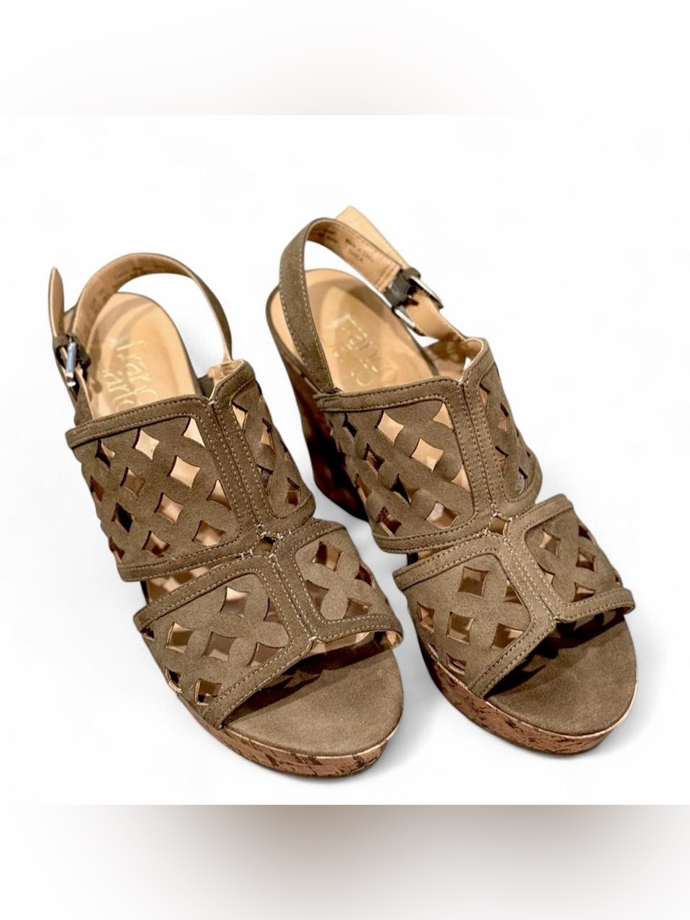 Women’s Green Suede Cutout Wedge Sandals